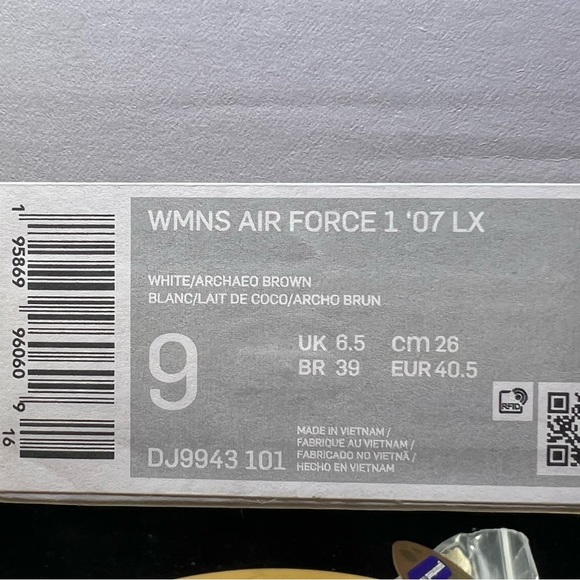 Nike Air Force 1 Low LX White Coconut Milk Archaeo DJ9943-101 Wmns Sz 9 - Picture 10 of 10